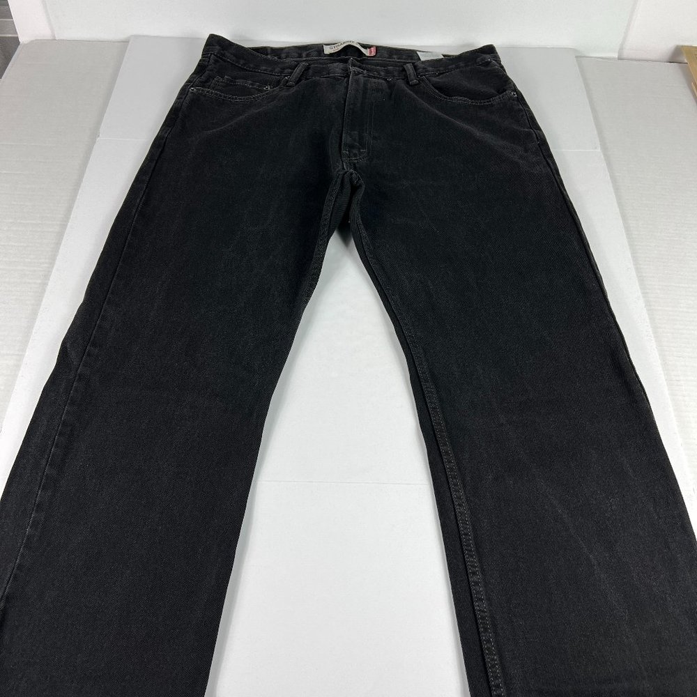 Levi's Jeans Mens 36x33* 505 Regular Straight Black Faded Cotton Denim Tag 36x34